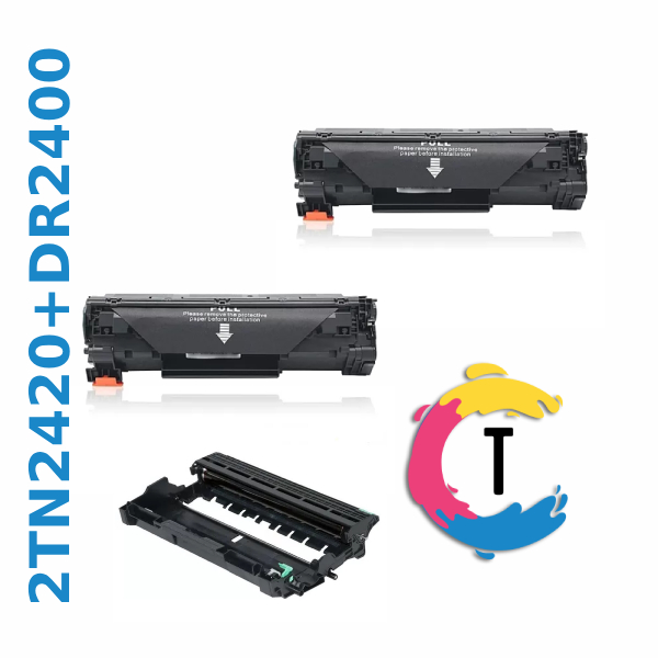 זוג טונרים + תוף | דראם BROTHER TN2420 שחורים תואמים