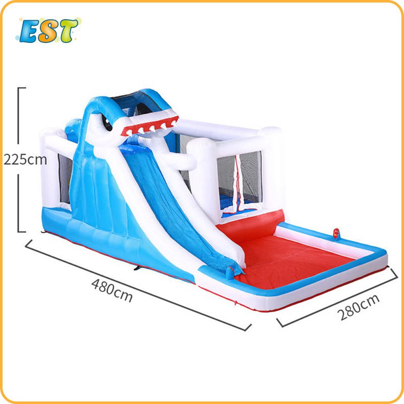 מתקן מתנפח בעיצוב כריש עם מגלשה 63001 תמונה 1